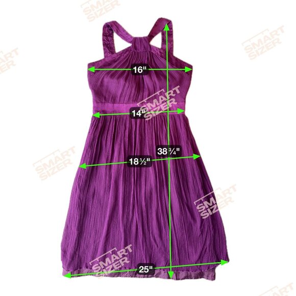 Maggy London Purple Halter Pleated‎ Silk Dress Size 6 Elegant Party Cocktail Vtg - Picture 2 of 6